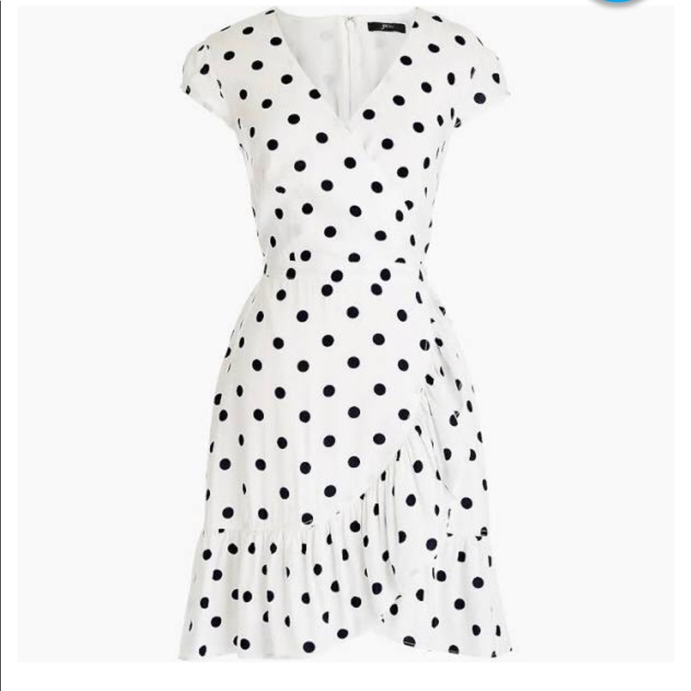 J.Crew Ruffle-Front Mini Dress Polka Dots (sz 0)